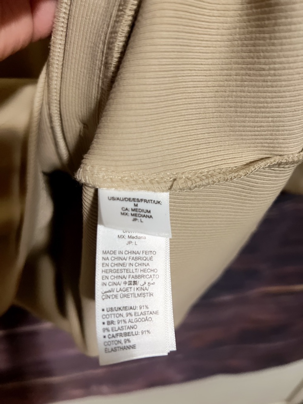 Asymmetrical Beige Long-Sleeve Knit Dress with Side Button Detail - Picture 9 of 16